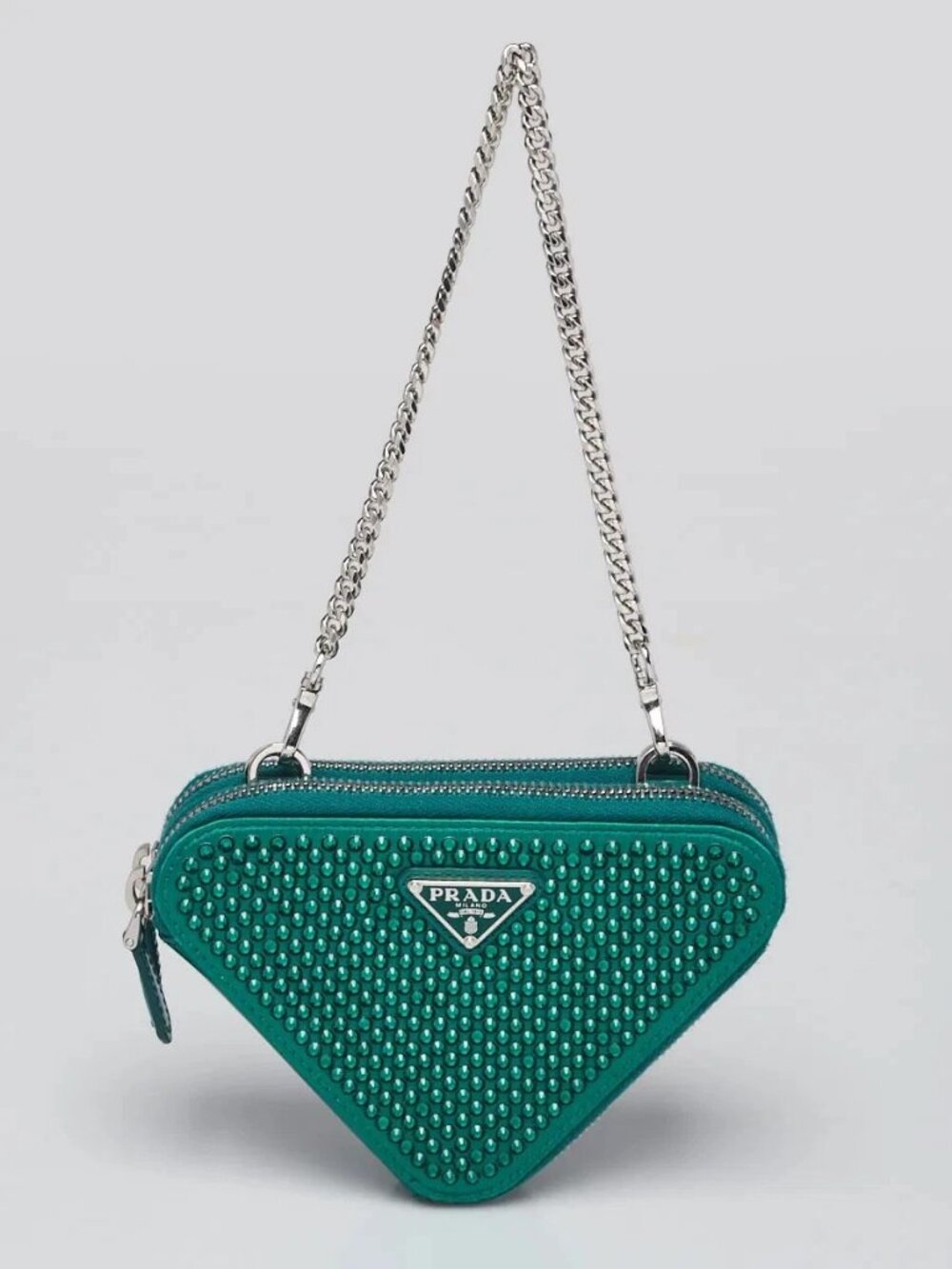 Prada Mango Tessuto Nylon and Crystal Triangle Mini Pouch Crossbody Clutch Ba...
